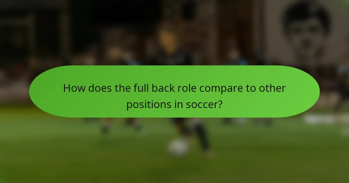 How does the full back role compare to other positions in soccer?