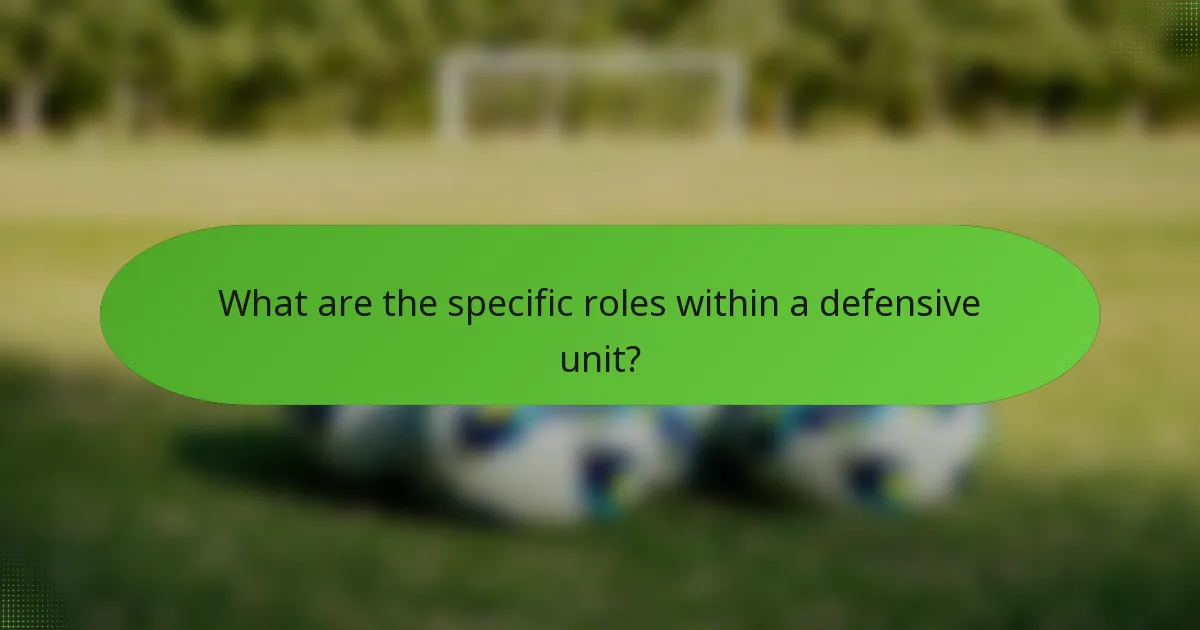 What are the specific roles within a defensive unit?