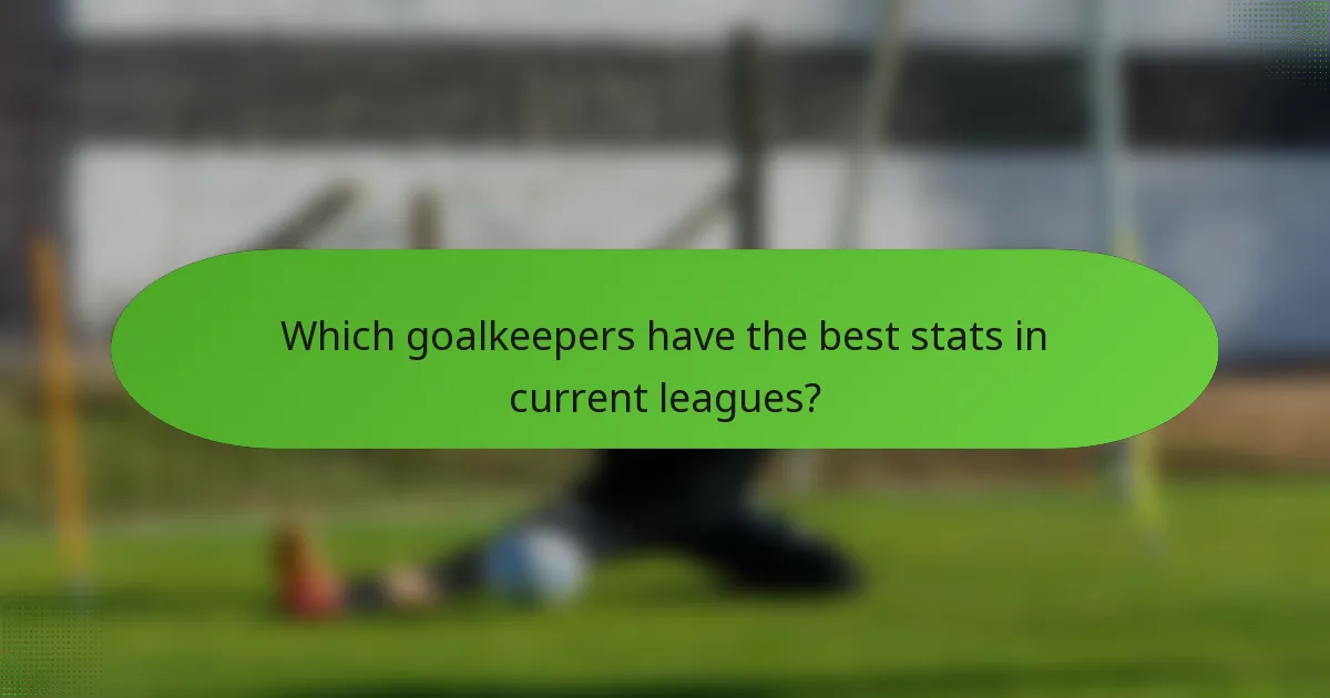 Which goalkeepers have the best stats in current leagues?