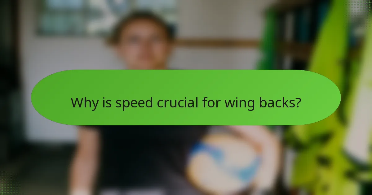 Why is speed crucial for wing backs?